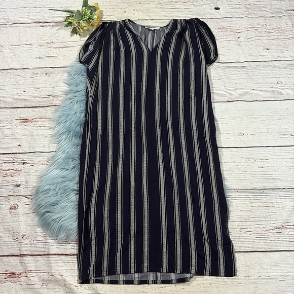 Porridge Anthropologie Navy Striped Midi Tunic Dress - Picture 2 of 9